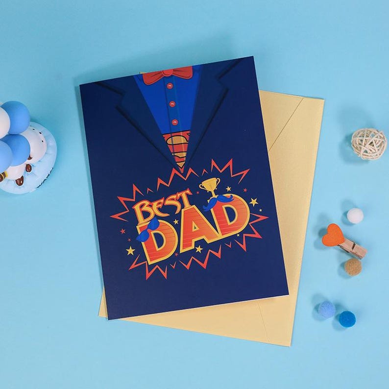 Dad Trophy Pop Up Card, Father's Day Greeting Card, 3D Award Display (15x20 cm)