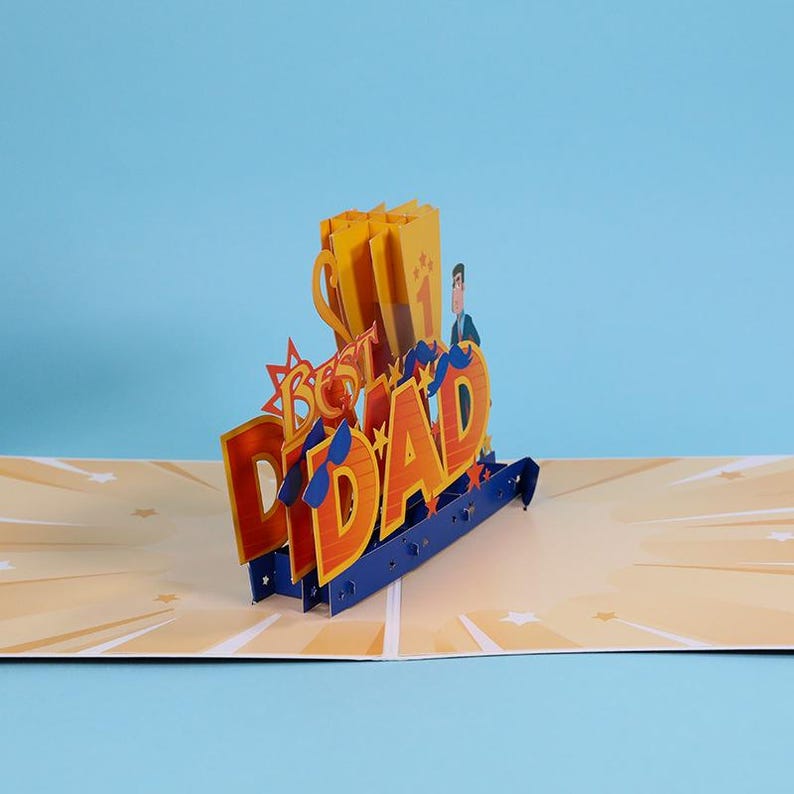 Dad Trophy Pop Up Card, Father's Day Greeting Card, 3D Award Display (15x20 cm)