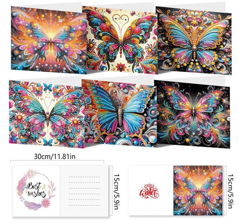 Butterfly Diamond Painting Card Kit: Beginner Craft, Soft Colors, Paper & Acrylic Drills