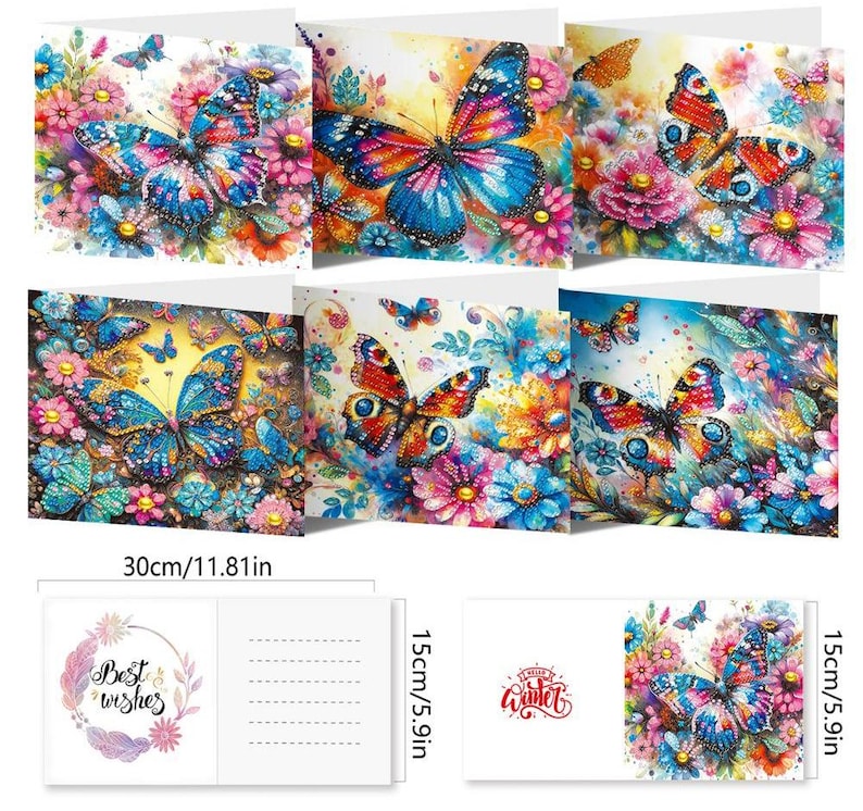 Butterfly Diamond Painting Card Kit: Beginner Craft, Soft Colors, Paper & Acrylic Drills