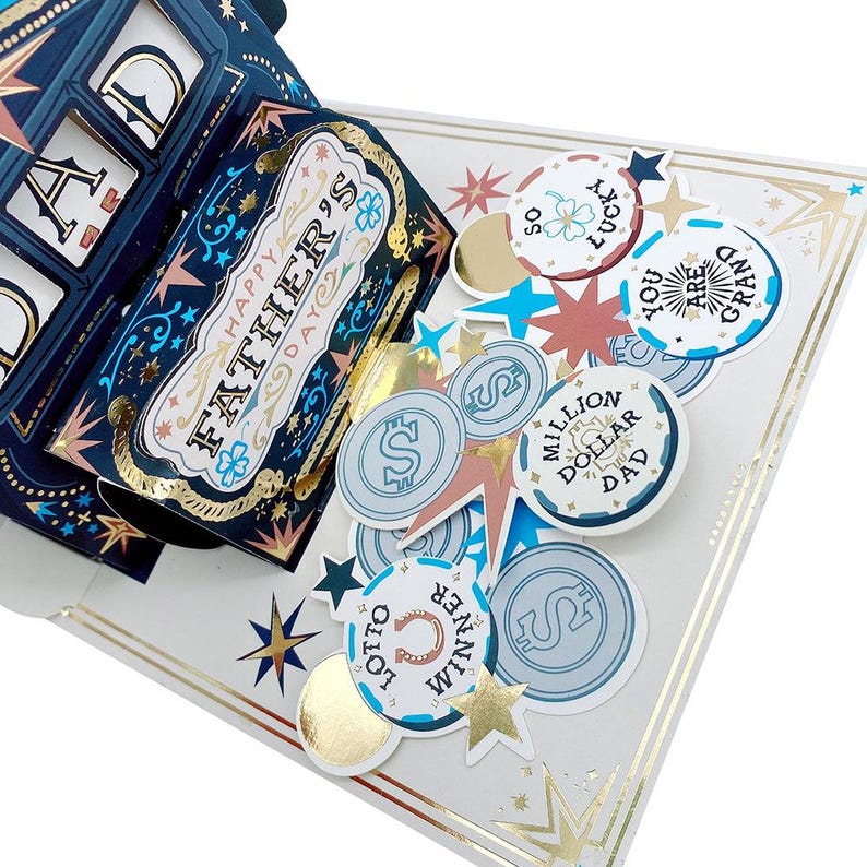 Interactive Father’s Day Card for Dad Gift, Slot Machine Fun Greeting Card