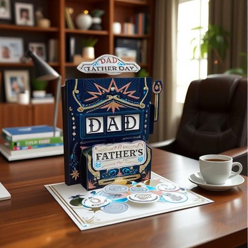 Interactive Father’s Day Card for Dad Gift, Slot Machine Fun Greeting Card