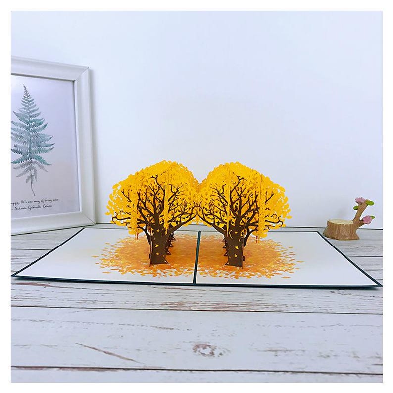 Ginkgo Pop Up Card, Botanical Tree Sculpture Greeting, Thank You Notes