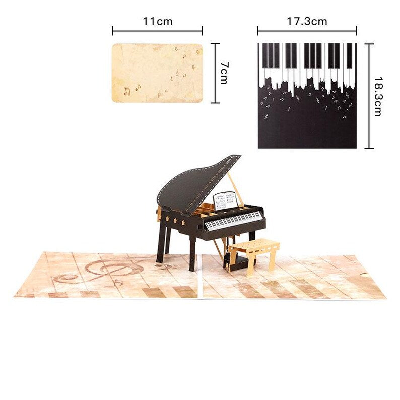 Piano Angel 3D Pop Up Card Elegant Music Greeting Card Gift for Mom