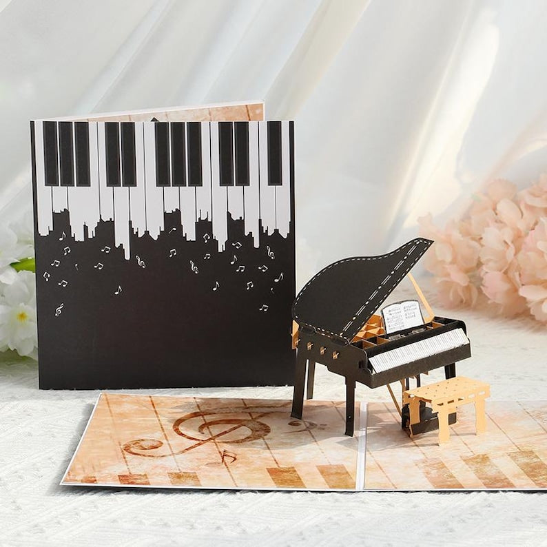 Piano Angel 3D Pop Up Card Elegant Music Greeting Card Gift for Mom