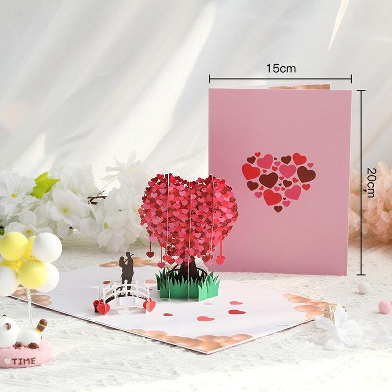 Layered Heart Pop Up Card, Romantic Valentine Anniversary Love Message