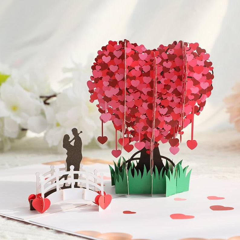 Layered Heart Pop Up Card, Romantic Valentine Anniversary Love Message