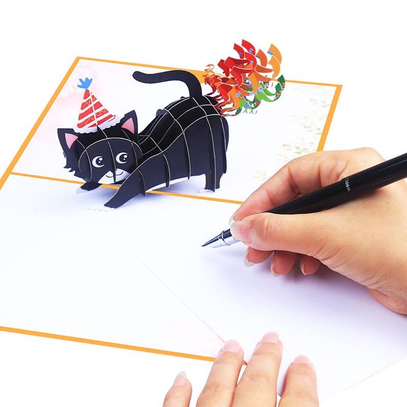Funny Cat Birthday Pop Up Card: 3D Animal Greeting for Friend, Quirky Gift