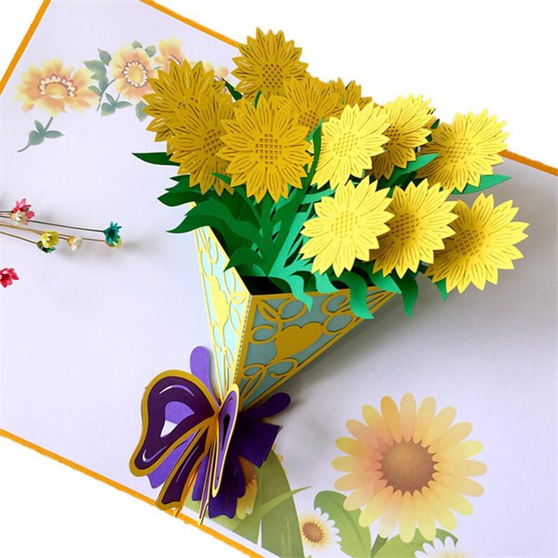 3D Pop Up Cherry Blossom Card: Handmade Floral Bouquet Greeting, Mom Gift