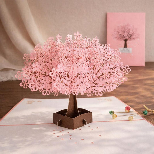 3D Pop Up Cherry Blossom Card: Handmade Floral Bouquet Greeting, Mom Gift