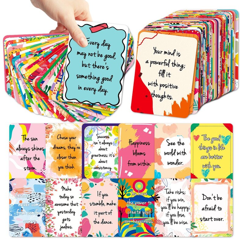 100PCS Motivational Thank You Blank Cards Set for Kids Lunchbox Notes Gift for Students