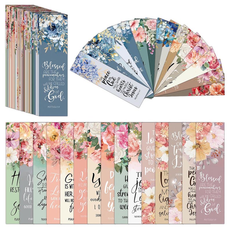 60Pcs Floral Bookmark Set Gift for Book Lovers Graduation Reading