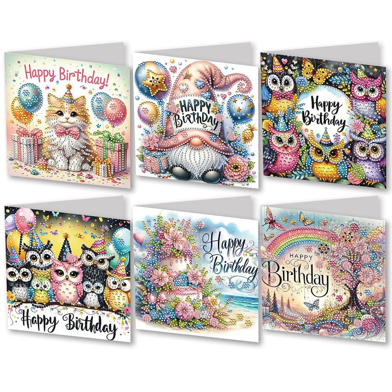 Diamond Painting Butterfly Card Set, 6pc DIY Greeting Cards, Beginner Craft Kit