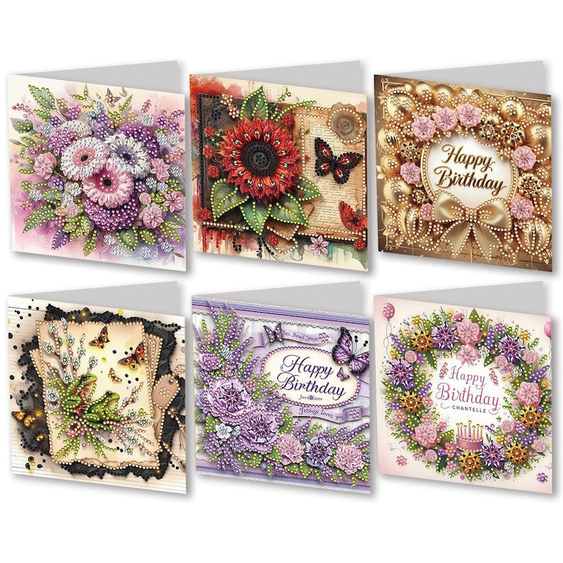 Diamond Painting Butterfly Card Set, 6pc DIY Greeting Cards, Beginner Craft Kit