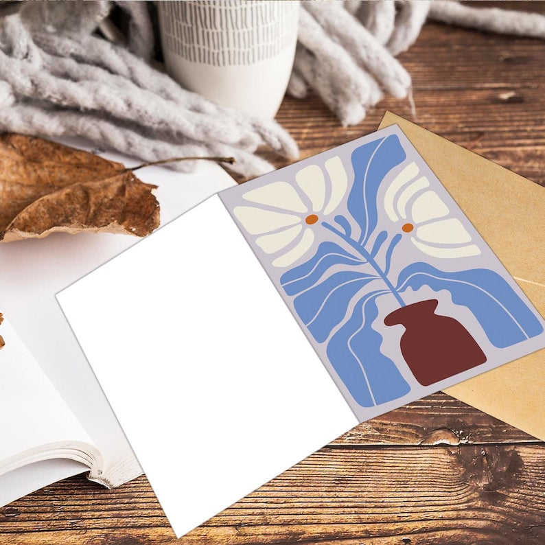 Abstract Floral Card Set (18Pcs), Modern Minimalist Art Greeting Cards, Boho Style Blank Stationery