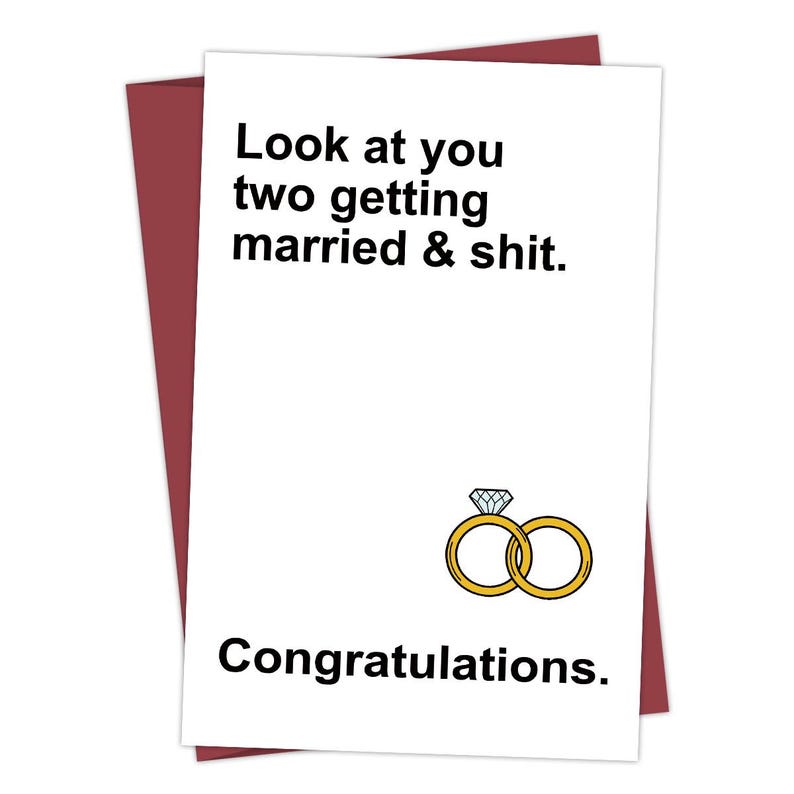 Set of 10 Funny Wedding Card Gift For Couple Minimal Humor Greeting Card