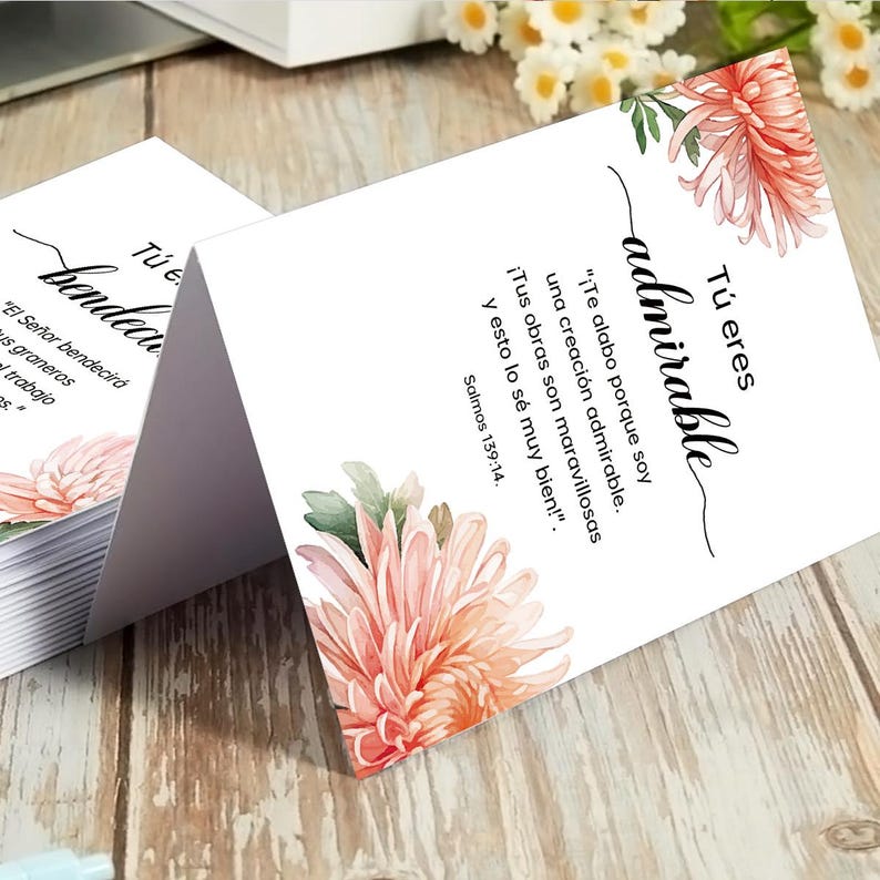 Floral Spanish Quote Greeting Cards Set: Calm Stationery (24 Cards)