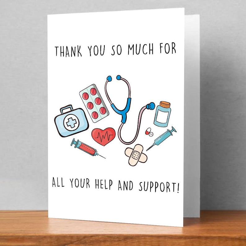 Set of 2 Nurse Thank You Card Gift For Healthcare Worker Appreciation Card