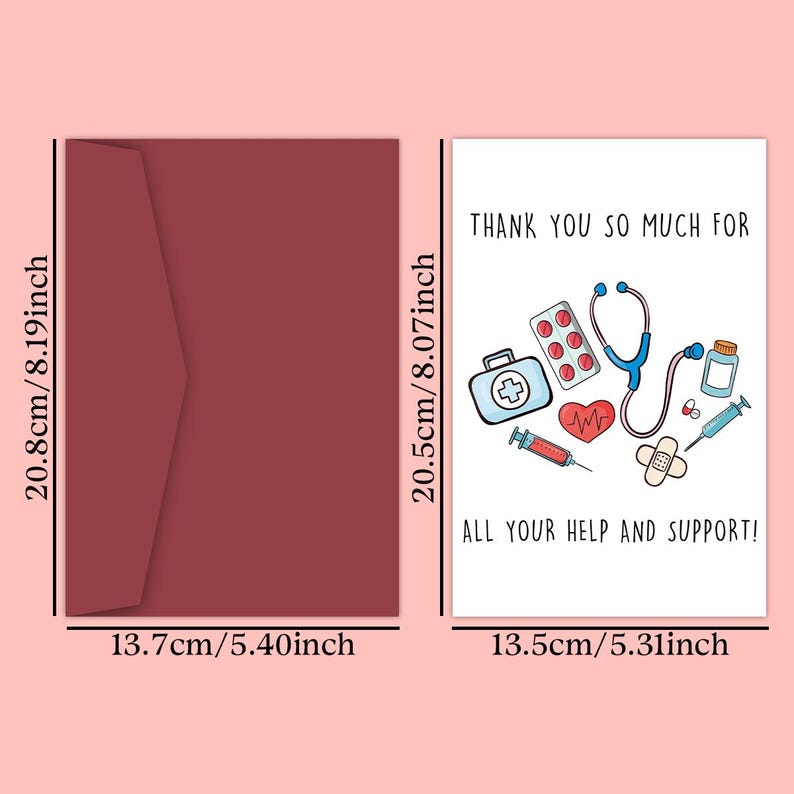 Set of 2 Nurse Thank You Card Gift For Healthcare Worker Appreciation Card