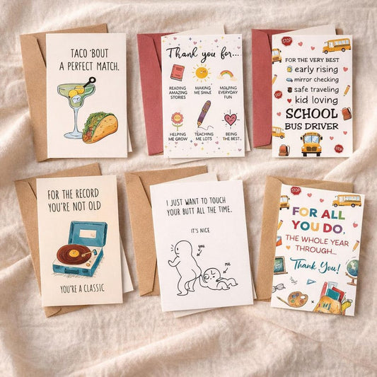 6Pcs Funny Birthday Card Humor Gift for Friend with Envelope