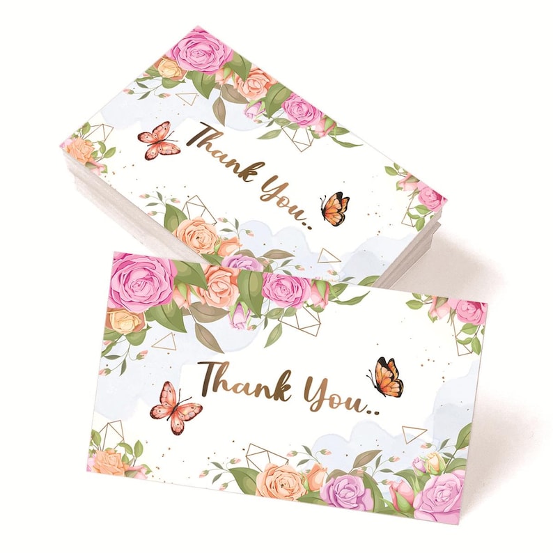 Gold Foil Thank You Cards for Business Packaging (8 Sets, 400Pcs), Customer Appreciation Inserts