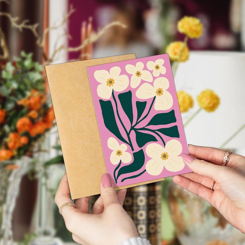 Set of 18 Abstract Floral Blank Greeting Cards For Modern Art Lovers Gift