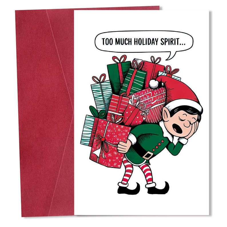 Set of 8 Funny Christmas Card Adult Humor Gift for Friends Party