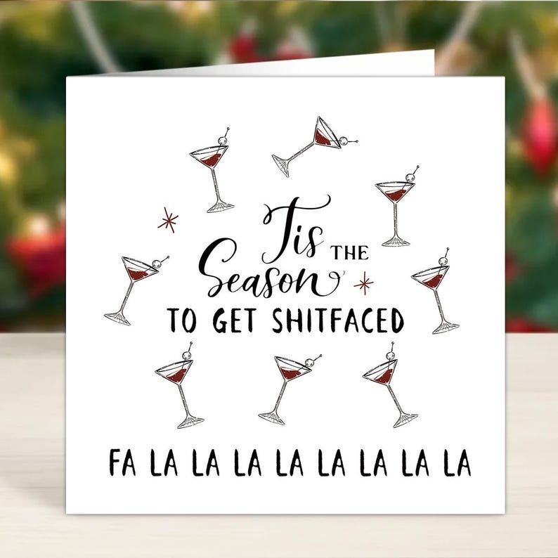 Set of 8 Funny Christmas Card Adult Humor Gift for Friends Party