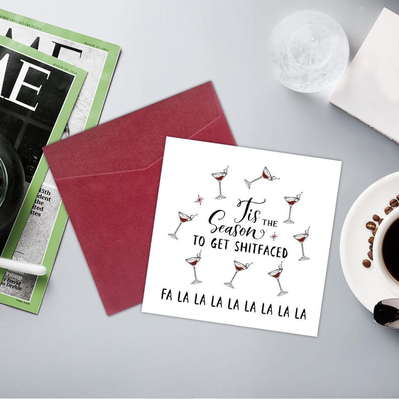 Set of 8 Funny Christmas Card Adult Humor Gift for Friends Party