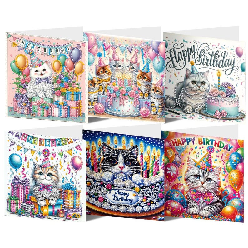 Diamond Painting Birthday Cards Set with Envelopes, DIY Greeting Cards for Party Mail