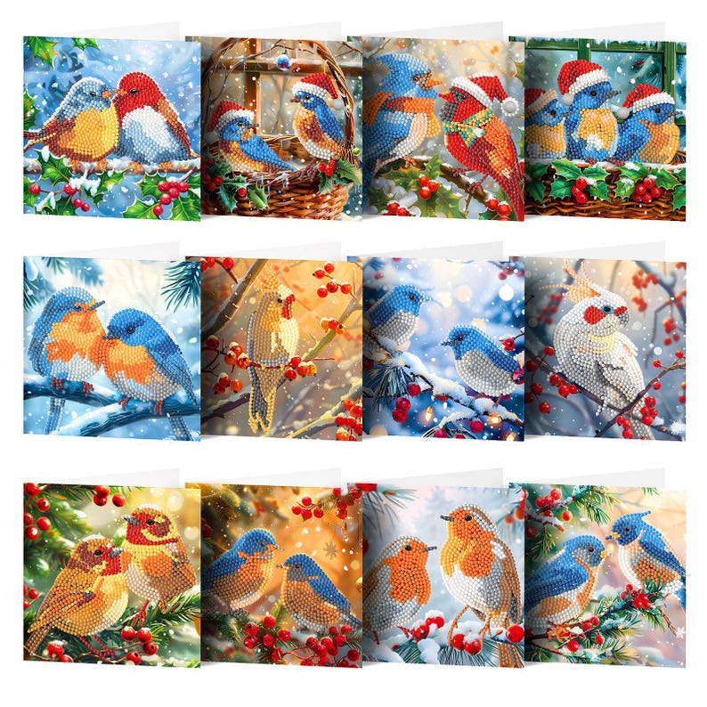Diamond Painting Cards, Mandala Flower Bird Butterfly Designs, Festive Mail Craft Kit