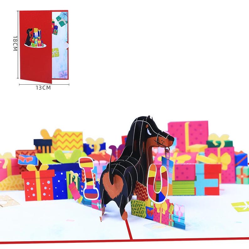 Dachshund Pop Up Card: 3D Dog Love Greeting for Pet Lovers (13x18 cm)