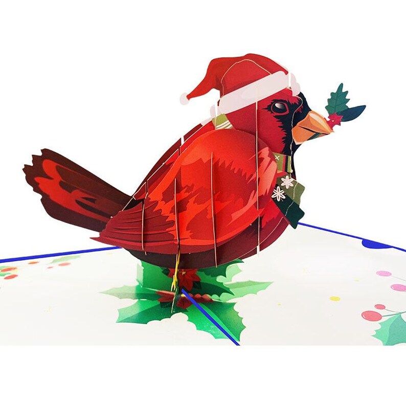 Christmas Cardinal Pop Up Card: Festive Nature Greeting, Winter Decor