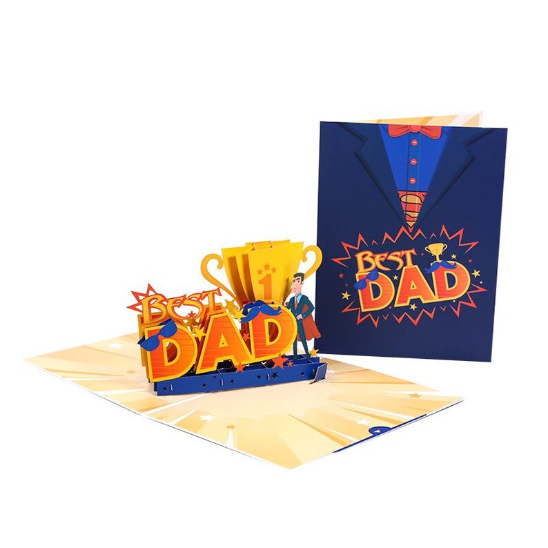 Dad Trophy Pop Up Card, Father's Day Greeting Card, 3D Award Display (15x20 cm)