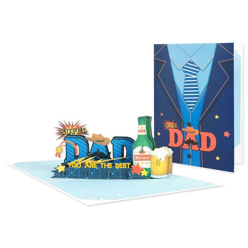 3D Beer Pop Up Card for Dad, Father's Day Greeting, Laid-back Celebration Gift