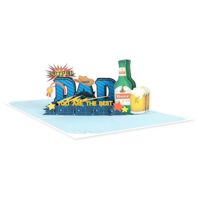 3D Beer Pop Up Card for Dad, Father's Day Greeting, Laid-back Celebration Gift