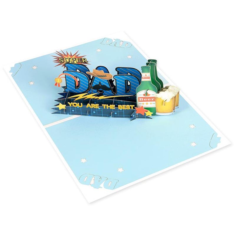 3D Beer Pop Up Card for Dad, Father's Day Greeting, Laid-back Celebration Gift