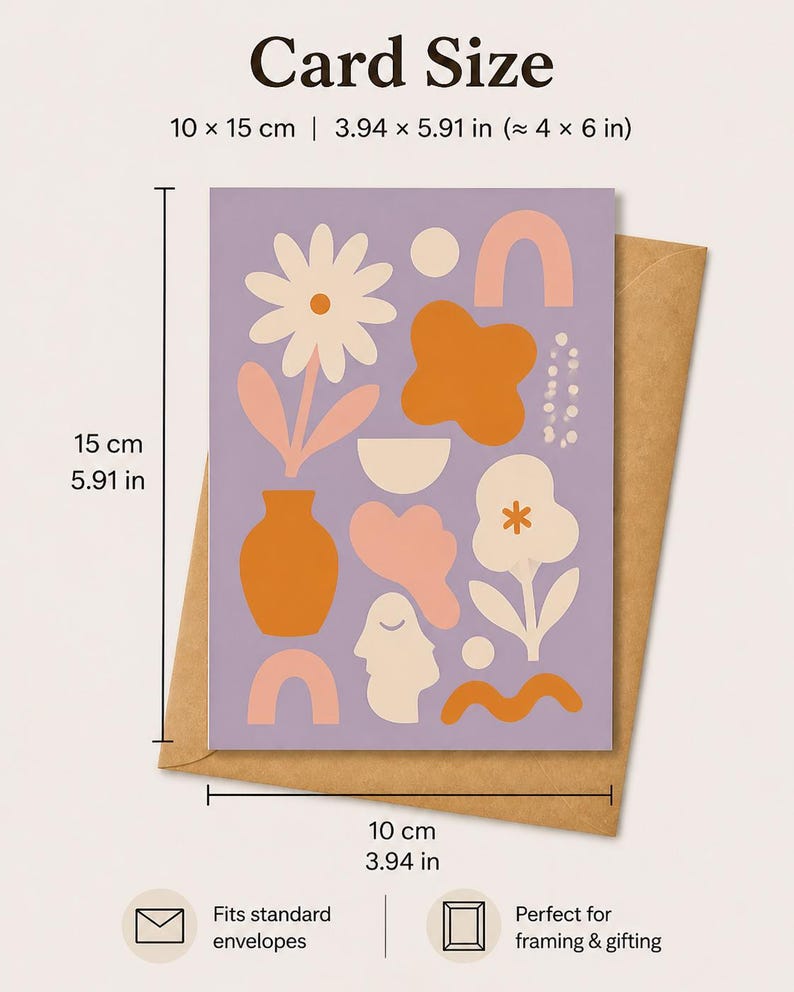 Abstract Floral Greeting Cards Set – Modern Boho Botanical Stationery (4x6in, 12Pcs)