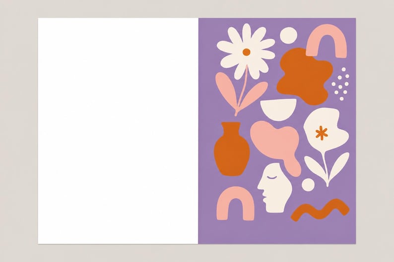 Abstract Floral Greeting Cards Set – Modern Boho Botanical Stationery (4x6in, 12Pcs)