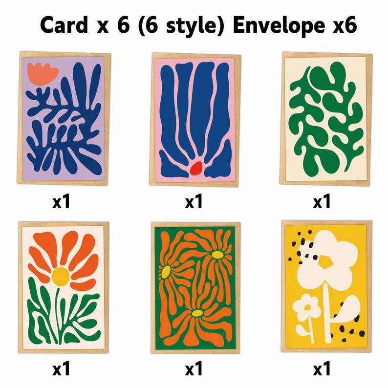 Abstract Floral Card Set (18Pcs), Modern Minimalist Art Greeting Cards, Boho Style Blank Stationery