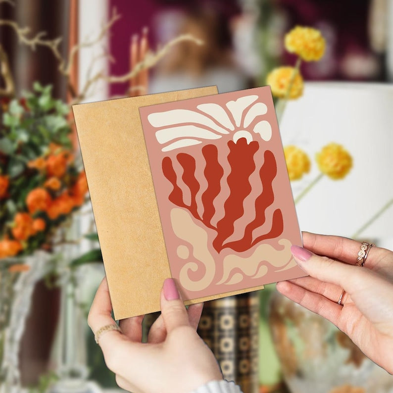 Set of 18 Abstract Floral Blank Greeting Cards For Modern Art Lovers Gift