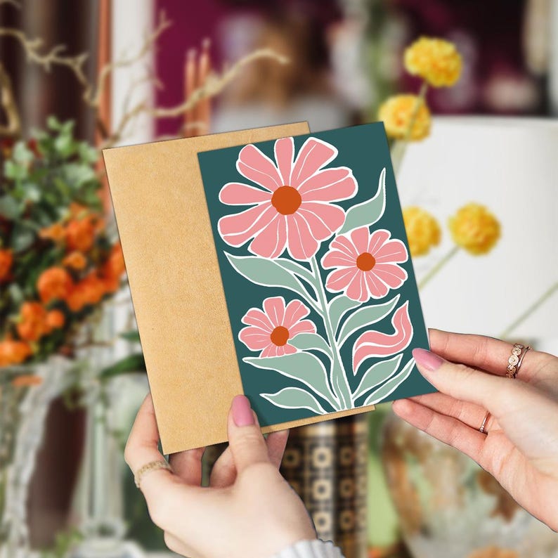 Set of 18 Abstract Floral Blank Greeting Cards For Modern Art Lovers Gift
