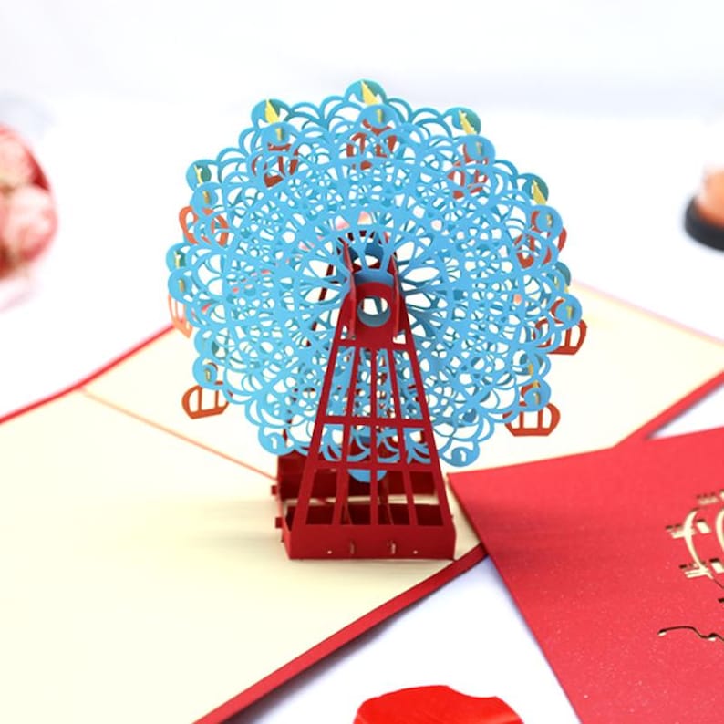 Ferris Wheel 3D Pop Up Card Romantic Greeting Card Gift for Couple or Friend
