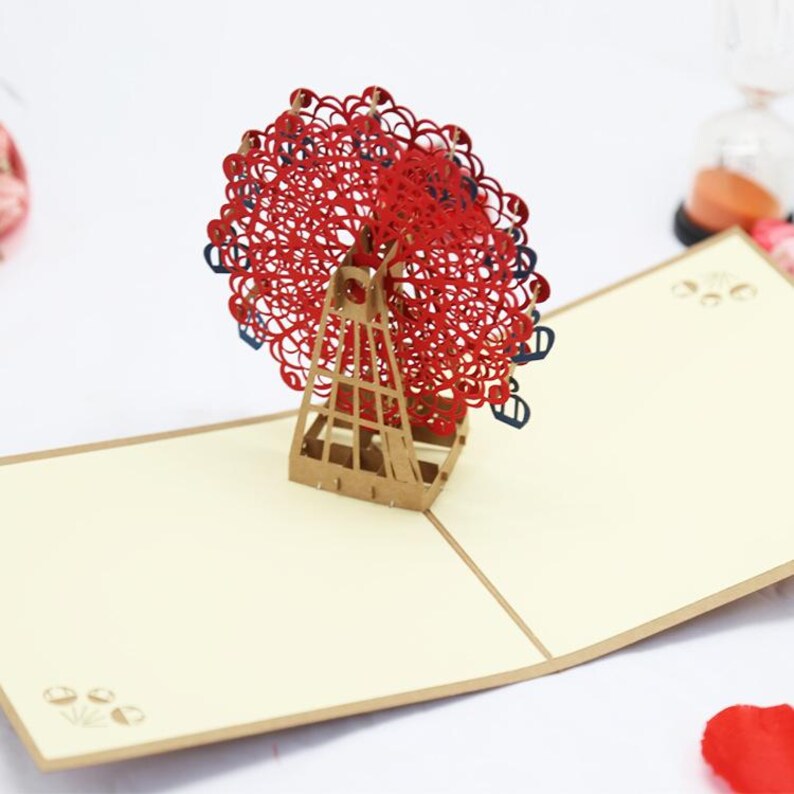Ferris Wheel 3D Pop Up Card Romantic Greeting Card Gift for Couple or Friend