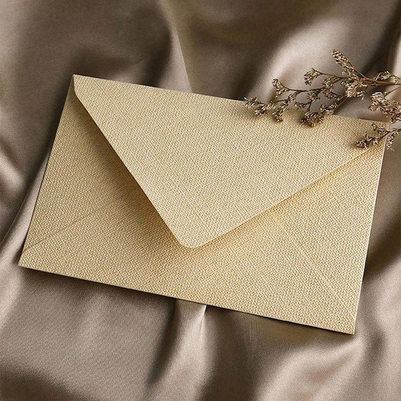 Crimson Linen Envelopes with Kraft Paper, Romantic Stationery Kit
