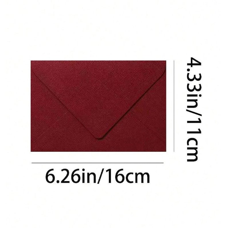 Crimson Linen Envelopes with Kraft Paper, Romantic Stationery Kit