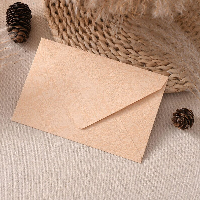 Set of 50 Textured Stationery Writing Set Tree Bark Envelope Kit for Pen Pals