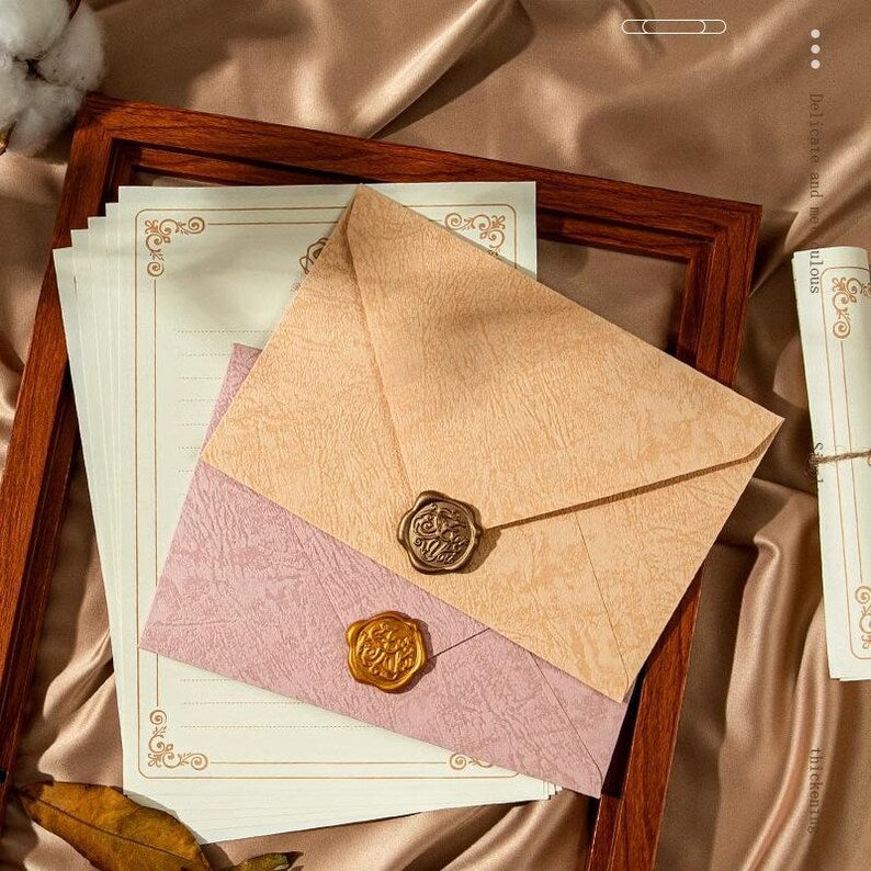 Set of 50 Textured Stationery Writing Set Tree Bark Envelope Kit for Pen Pals