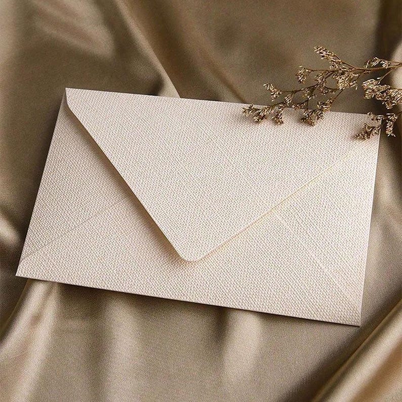 Crimson Linen Envelopes with Kraft Paper, Romantic Stationery Kit