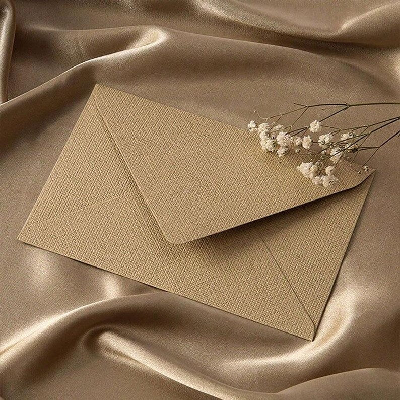 Crimson Linen Envelopes with Kraft Paper, Romantic Stationery Kit